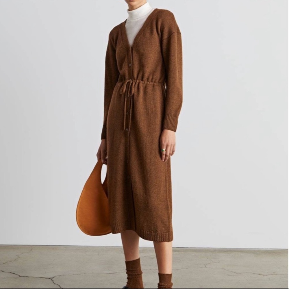Shayna Gathered Duster Dress in Bark